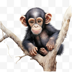 猴子装饰图案图片_猴子树干元素立体免抠图案