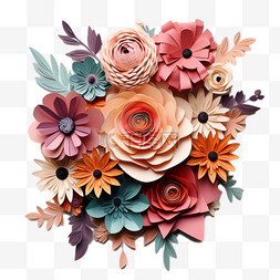 纸雕花朵元素立体免抠图案