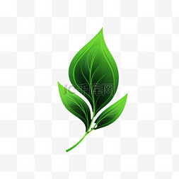 绿色树叶元素立体免抠图案