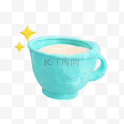 茶杯图标图片_3d黏土茶杯免抠素材