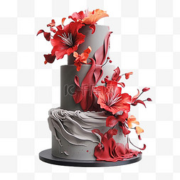 蛋糕红花元素立体免抠图案