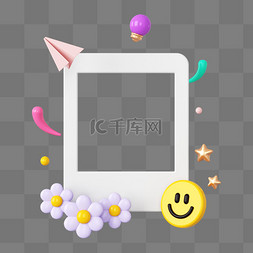 相机边框图片_C4D立体ins拍立得照片边框免抠素材
