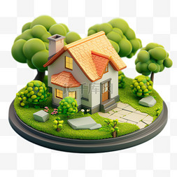 房屋绘画png图片_房屋模型元素立体免抠图案