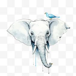 蓝色装饰图片_蓝色大象元素立体免抠图案