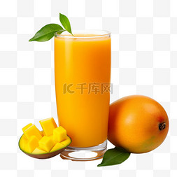 芒果百香果汁图片_芒果果汁元素立体免抠图案