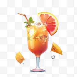 橙子饮料元素立体免抠图案