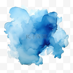 蓝色水墨元素立体免抠图案