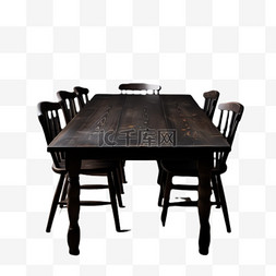黑色桌椅元素立体免抠图案