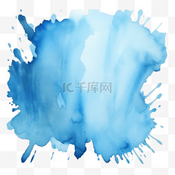 水墨图片_蓝色水墨元素立体免抠图案