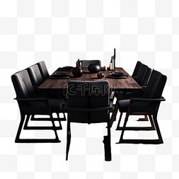 黑色桌椅图片_黑色桌椅元素立体免抠图案