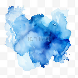 水墨图片_蓝色水墨元素立体免抠图案