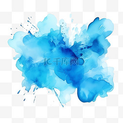 蓝色水墨元素立体免抠图案