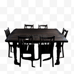 黑色桌椅图片_黑色桌椅元素立体免抠图案