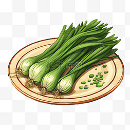 烤虾仁蔬菜图片_绿色蔬菜元素立体免抠图案