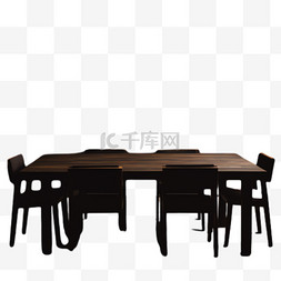 桌椅黑色图片_黑色桌椅元素立体免抠图案