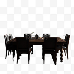 桌椅黑色图片_黑色桌椅元素立体免抠图案