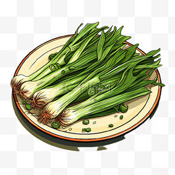 烤虾仁蔬菜图片_绿色蔬菜元素立体免抠图案