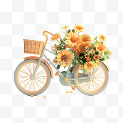 春姑娘的花篮图片_自行车花篮元素立体免抠图案