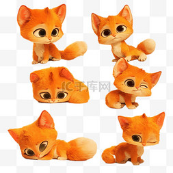 卡通可爱小猫表情图片_3D卡通可爱萌宠橘色小猫咪表情包