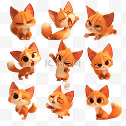 3D卡通可爱萌宠橘色小猫咪表情包