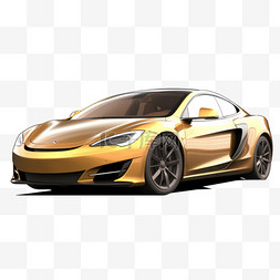大黄蜂汽车图片_金色汽车元素立体免抠图案