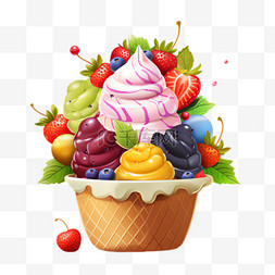 水果冰淇淋装饰图片_水果冰淇淋元素立体免抠图案