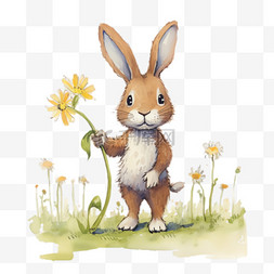 兔子雏菊元素立体免抠图案