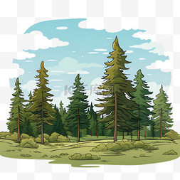 松树森林图片_森林松树元素立体免抠图案
