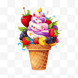 水果冰淇淋元素立体免抠图案