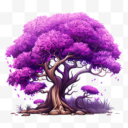 紫色大树图片_紫色大树元素立体免抠图案