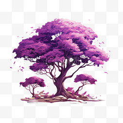 紫色大树元素立体免抠图案