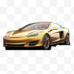 金色汽车图片_金色汽车元素立体免抠图案