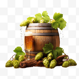啤酒装饰图片_酒桶啤酒元素立体免抠图案