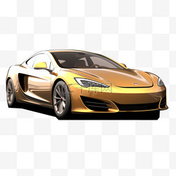 金色汽车图片_金色汽车元素立体免抠图案