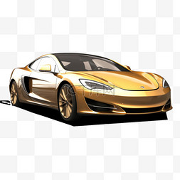 金色汽车元素立体免抠图案