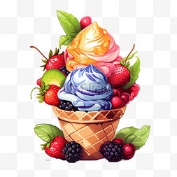 水果冰淇淋装饰图片_水果冰淇淋元素立体免抠图案