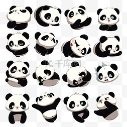 熊猫表情包素材图片_卡通可爱萌宠小熊猫表情包元素