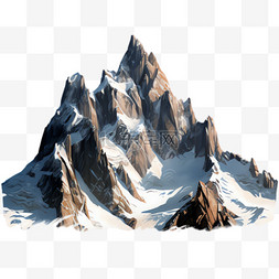 雪山装饰图片_雪山岩石元素立体免抠图案