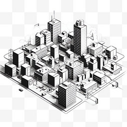 城市图片_城市楼房元素立体免抠图案