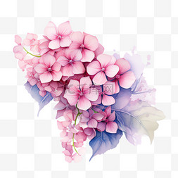 粉色绣球花元素立体免抠图案