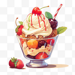 水果冰淇淋元素立体免抠图案
