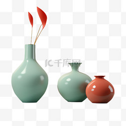 陶瓷装饰图片_陶瓷花瓶元素立体免抠图案