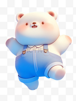 小熊动作图片_可爱穿着蓝色背带裤的3D小熊套图