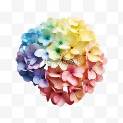 彩色绣球花元素立体免抠图案