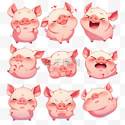 卡通可爱萌宠粉色小猪表情包图片