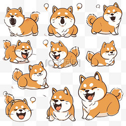 卡通可爱萌宠橘色柴犬狗狗表情包