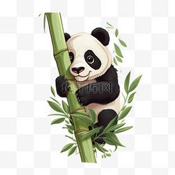 大熊猫竹子元素立体免抠图案
