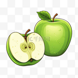 青苹果图片_青苹果水果元素立体免抠图案