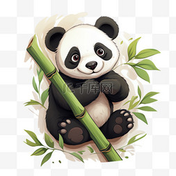 大熊猫竹子元素立体免抠图案