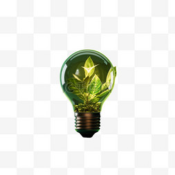 灯泡树叶元素立体免抠图案